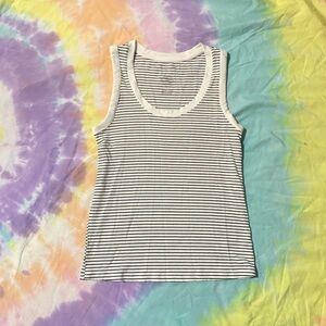 Nine West Black and White Striped Tank Top